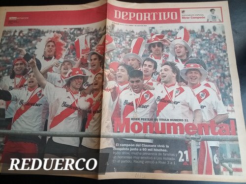 Suplemento Deportivo Clarín River Campeón Clausura 2003 E