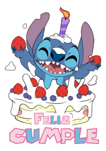 Set Globos+ Banderin+ Toppers Lilo Y Stitch Feliz Cumpleaños Azul Stitch