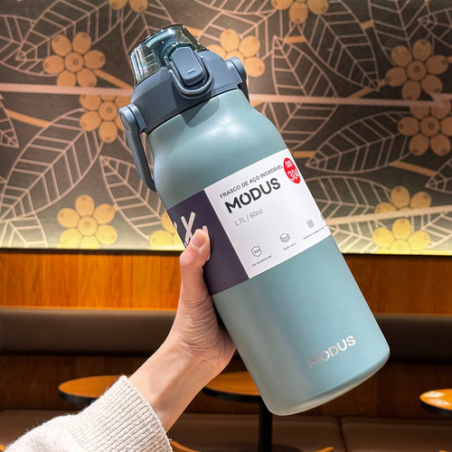 MODUS Garrafas 1700ml Inox Térmica De Água Parede Dupla Cor Ciano