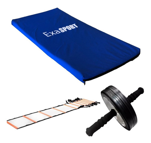 Combo Fitness Exahome Rueda Abd. + Colchoneta + Escalera