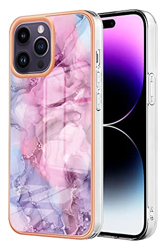 Nvwa Compatible Con iPhone 14 Pro Bumper, Tpu Imd Mármol Ros