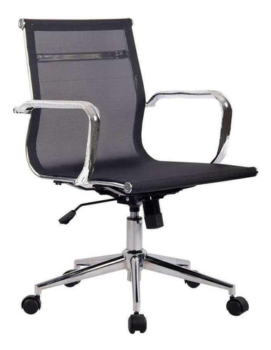 Cadeira de escritório Mobly Diretor Eames Star  preta com estofado de mesh