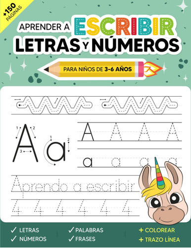 Libro Aprender A Escribir Letras Y Números ,en Español,164pg