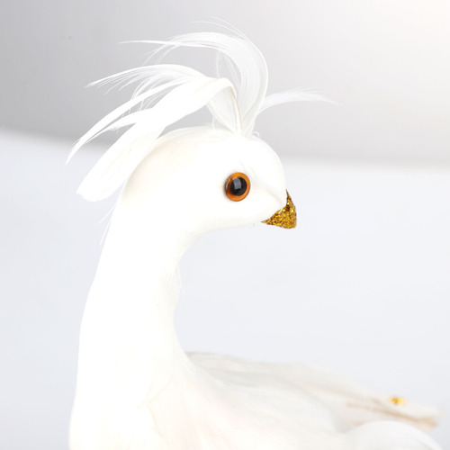 Adorno Para Árbol De Navidad Con Plumas De Pavo Real Blanco