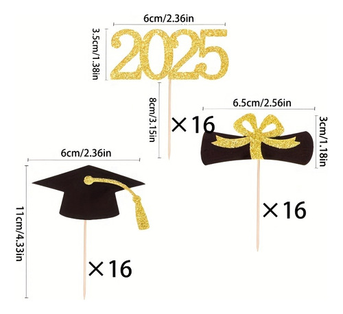 48 Piezas De Adornos Para Cupcakes De Graduación De 2025