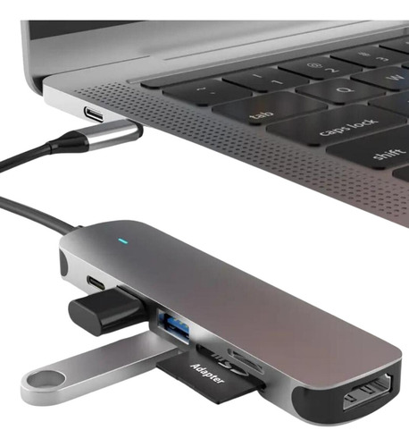 Hub Compatível C/ Macbook Pro 14 Polegadas Chip M3 Hdmi 4k Cor Cinza