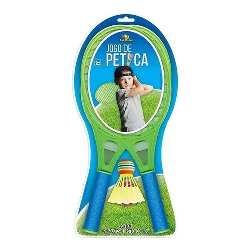 Jogo de Peteca Infantil Kit com 2 Raquetes 1 Bola 1 Peteca - Art Brink