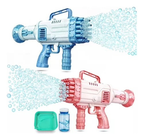 Bazuca Pistola De Brinquedo Fazer Bolinhas De Sabão 32 Furos Cor Azul