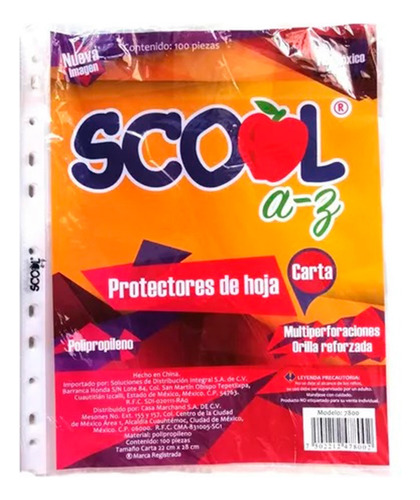 Protectores De Hoja Carta Scool 100 Pz