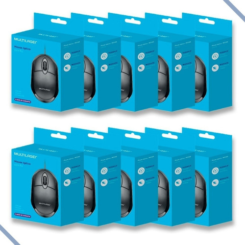 Kit Atacado C/ 10 Mouse Usb Pc Multilaser Mo300 Nf Garantia