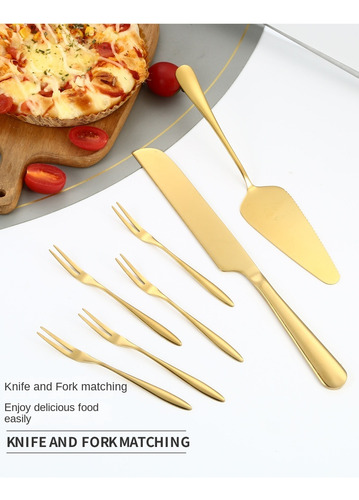 Conjunto De Talheres Para Bolo Em Aço Inoxidável Com 7 Peças