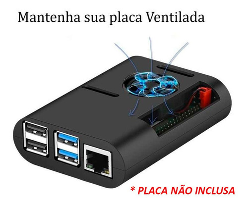 Case Cooler, Fonte Botão On/off + 16gb P/ Raspberry Pi4 Nfe