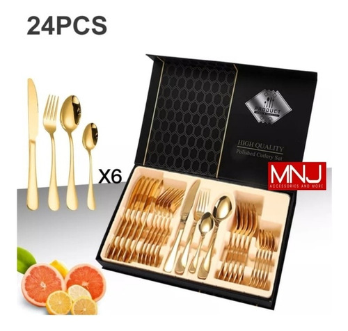 Set De Cubiertos Premium Por 24 Piezas - Cubiertos Plateados
