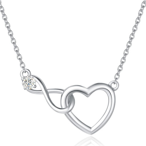 Fancime Collar De Corazón Infinito De Plata De Ley 925 Con C