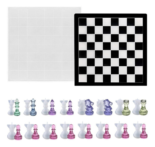 Juego De Moldes De Resina De Ajedrez, 1 Molde De Silicona Y