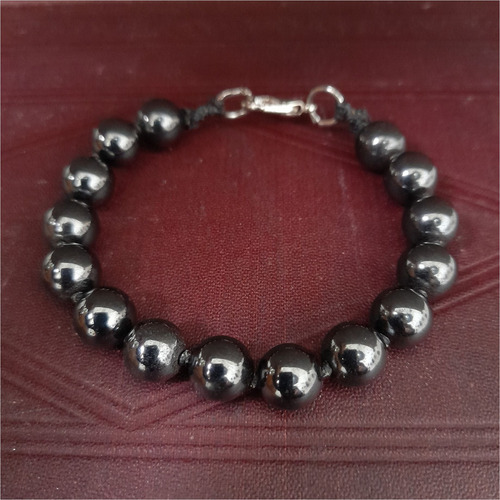 Psb2504 Pulsera Piedra Hematite Gris Oscuro 19 Cm