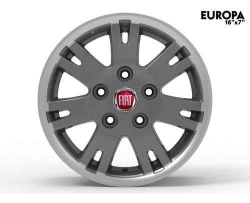 Roda Europa Para Van Fiat Ducato Aro 16 Tala 7 - Pcd 5x130 Cor Grafite B. Borda Diamantada