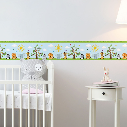 Imagem 4 de 4 de Faixa Decorativa Animais Safari Zoo Adesiva 10mx10cm
