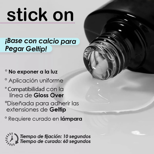 Duo Stick On Con Calcio Para Pegar Geltip Gloss Over 15 G Transparente