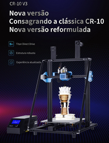 Impressora 3d Creality Cr-10 V3 (300x300x400 Mm) Cor Preto