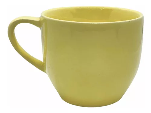 Jogo 12 Xícara Chá Café 170ml Amarelo em Porcelana - MUNDO DA