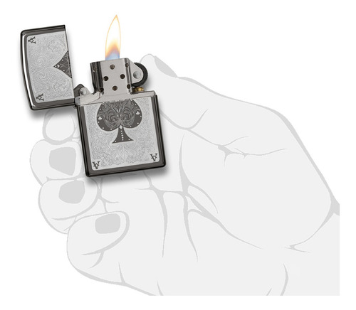Imagen 8 de 10 de Encendedor Zippo Lighter Ace Filegree Plateado