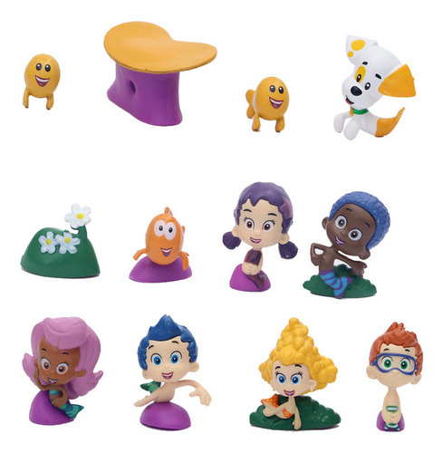 Juego De 12 Figuras Bonitas Con Personajes De Bubble Guppies