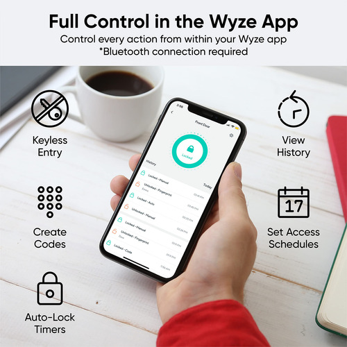 Perno De Bloqueo Inteligente Wyze Color Negro Con Control Re