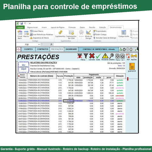 Planilha De Cálculo E Controle De Empréstimos - Factoring
