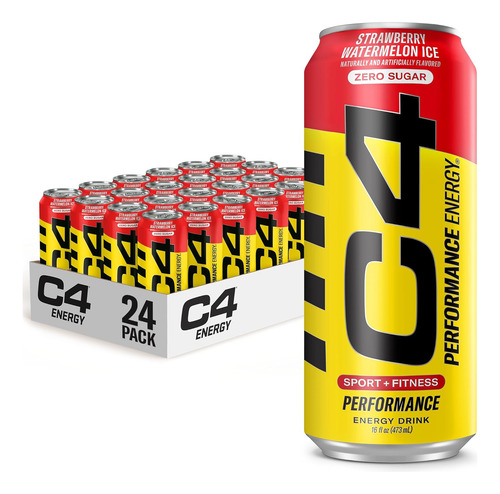 Bebida Energética C4 Sin Azúcar 16 Oz - Sabor Sandía Y Fresa