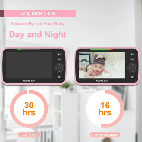 Hellobaby Upgrade Monitor, Pantalla De 5'' Con Batería De 30
