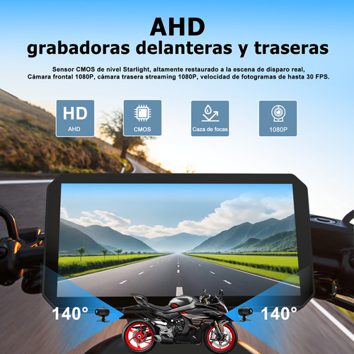 Estéreo Para Moto Carplay Android Auto 6 Pulgadas Con Cámara