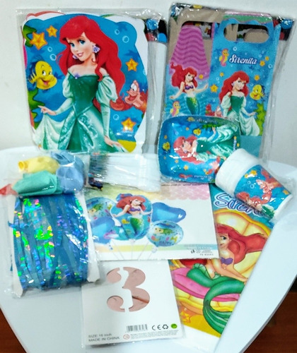 Kit Decoración Infantil Sirenita, Para 12 Personas. 