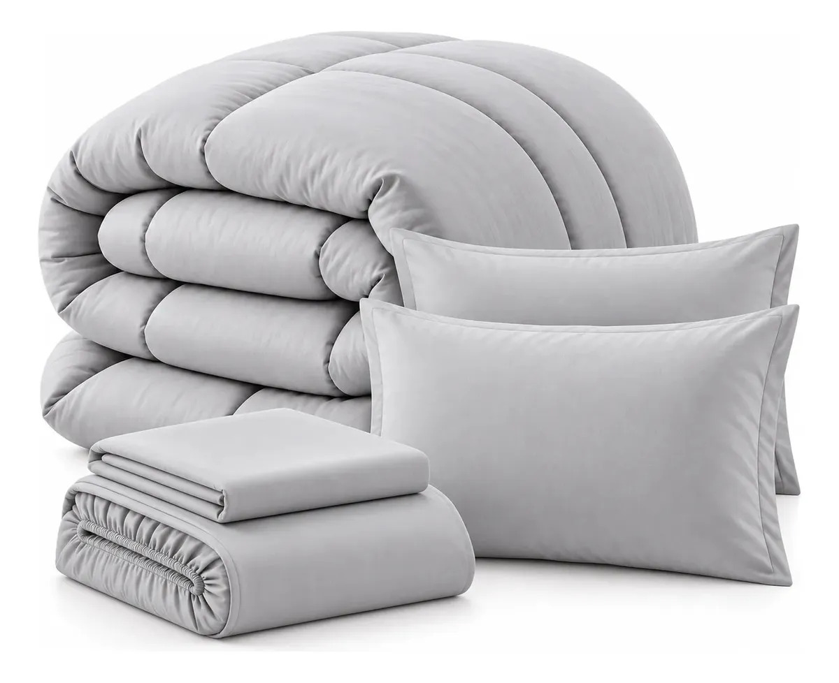 Kit Jogo de Cama Queen 6 Peças com Edredom Dupla Face Casa Dona