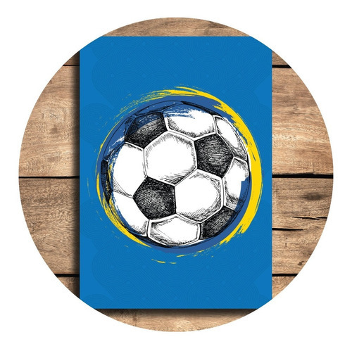 Placa Decorativa Mdf Bola De Futebol Fundo Azul 30x40cm Colorido