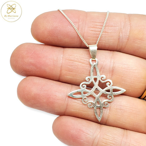 Cadena Plata + Dije Plata Nudo De Bruja