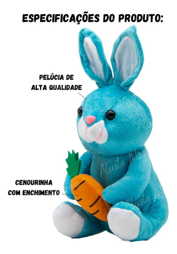 Coelho De Pelúcia Páscoa 25cm Cenoura Presente Várias Cores