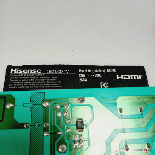Tarjeta Fuente Para Pantalla Hisense Modelo 65u6g (Usado)