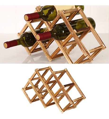 Zz Estante Plegable De Madera For Vino, Estante De 6