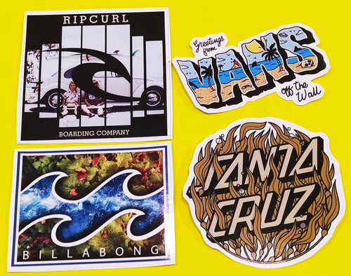 22 Calcomanías 10cm Vans Santa Cruz Rip Curl Billabong Skate