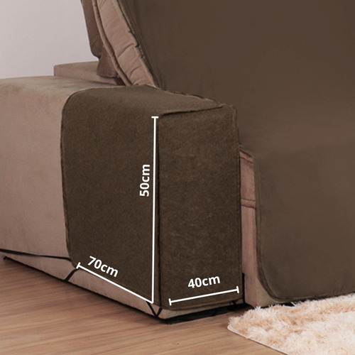 Kit Capa Sofá Retrátil Manta Antigato Arranhador 2,20m Top Cor Chocolate Suede