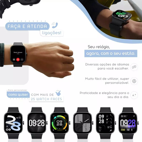 Smartwatch Xiaomi Redmi Watch 4 M2315w1 1.97 Preto Preto Preto Cinza-escuro