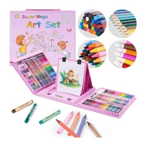 208 Piezas De Arte Para Niños Kit Set De Dibujo Portátil