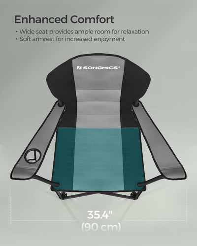 Silla De Camping Plegable, Soporta 551 Libras, Con Cómodo As