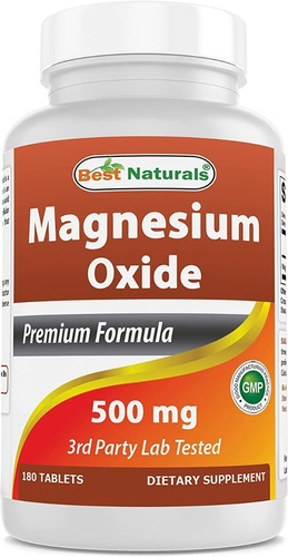 Best Naturals | Magnesium Oxide | 500mg | 180 Tablets