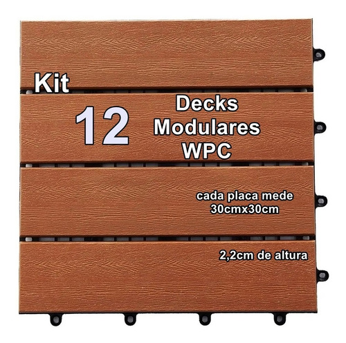 12 Pçs Piso Estrado Deck Modular Varandas Sacadas Piscinas