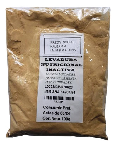 Levadura Nutricional Inactiva 100g Lleve 3 Pague Solo 2