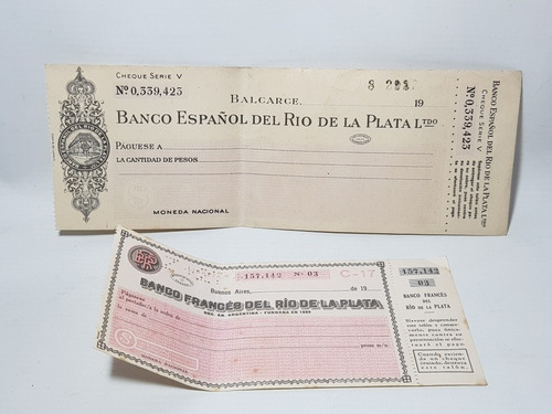 Imagen 1 de 8 de Antiguo Cheque Document Banco Español Francés 1950 Mag 58363