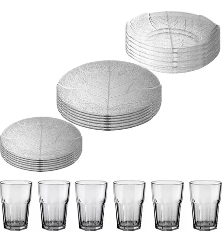 Set Vajilla Completa Platos Duralex Vasos Cubiertos 6 Pers.