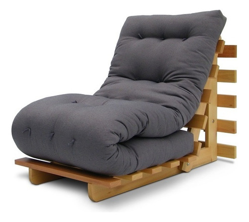Sofá-cama Futon Slim 01 Lugar Cor Cinza - Futon Brasil Cor Cinza-escuro Desenho Do Tecido Liso